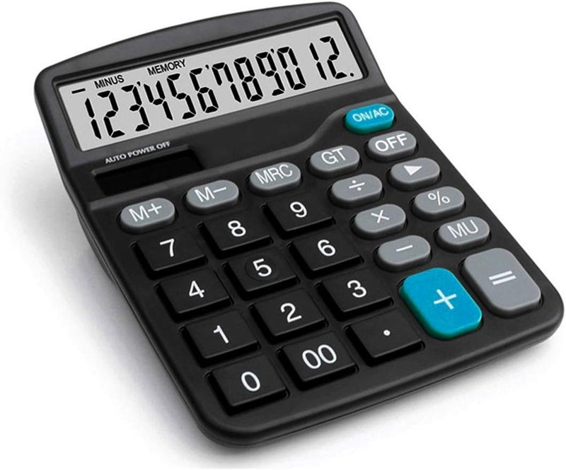 Meichoon Calculator 12 Digit Display Solar Battery Dual Power Financial Dedicated Large Standard Function Desktop Business Calculator Multifunctional Calculating Machine KA08 Black - Image 3