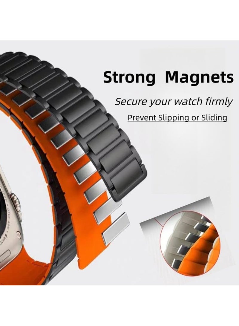 Magnetic watchband Compatible with Apple Watch Band 49mm 45mm 44mm 42mm Thin Silicone Replacement Wristband Strong Magnet link for iWatch SE& Series 10/9/8/7/6/5/4 Ultra 2 (Blue/Black) - Image 5