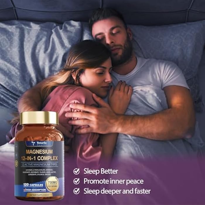 Totaria Magnesium Complex 700mg 12 in 1 Magnesium Supplement with Glycinate Citrate Malate Oxide Taurate Aspartate Orotate Magnesium Relaxation,Muscle,Heart Support, Vegan 120 Capsules - Image 4