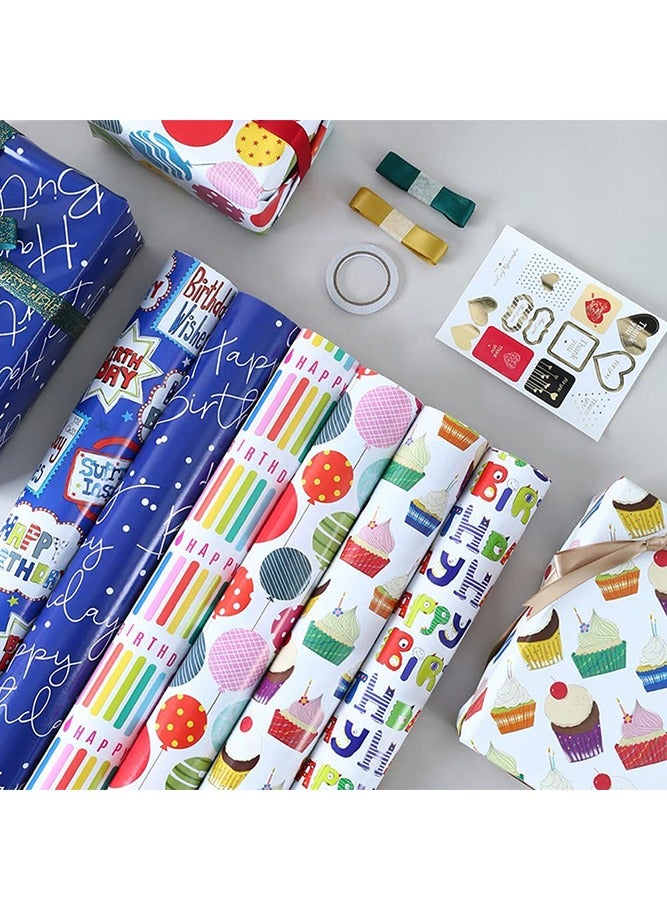 Gift Wrapping Paper for Kids, Durable Gift Wrap Set Gift Wrap Set for Birthday, Baby Shower, Weddings, Graduations, All Occasion (Blue) - Image 5