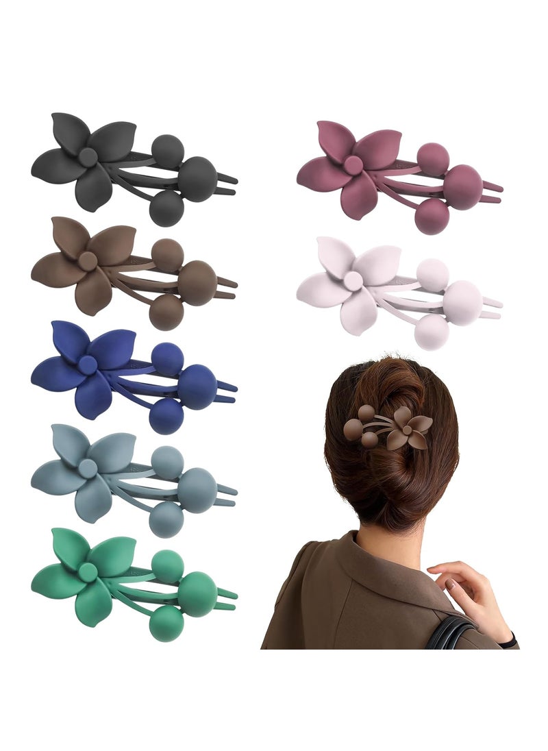 DonLeeving 7 PACK Flower Alligator Hair Clips Matte Curved Hair Claw No Slip Hair Clips Volume Strong Hold Clip Hair Claw Hair Accessories for Women Girls 