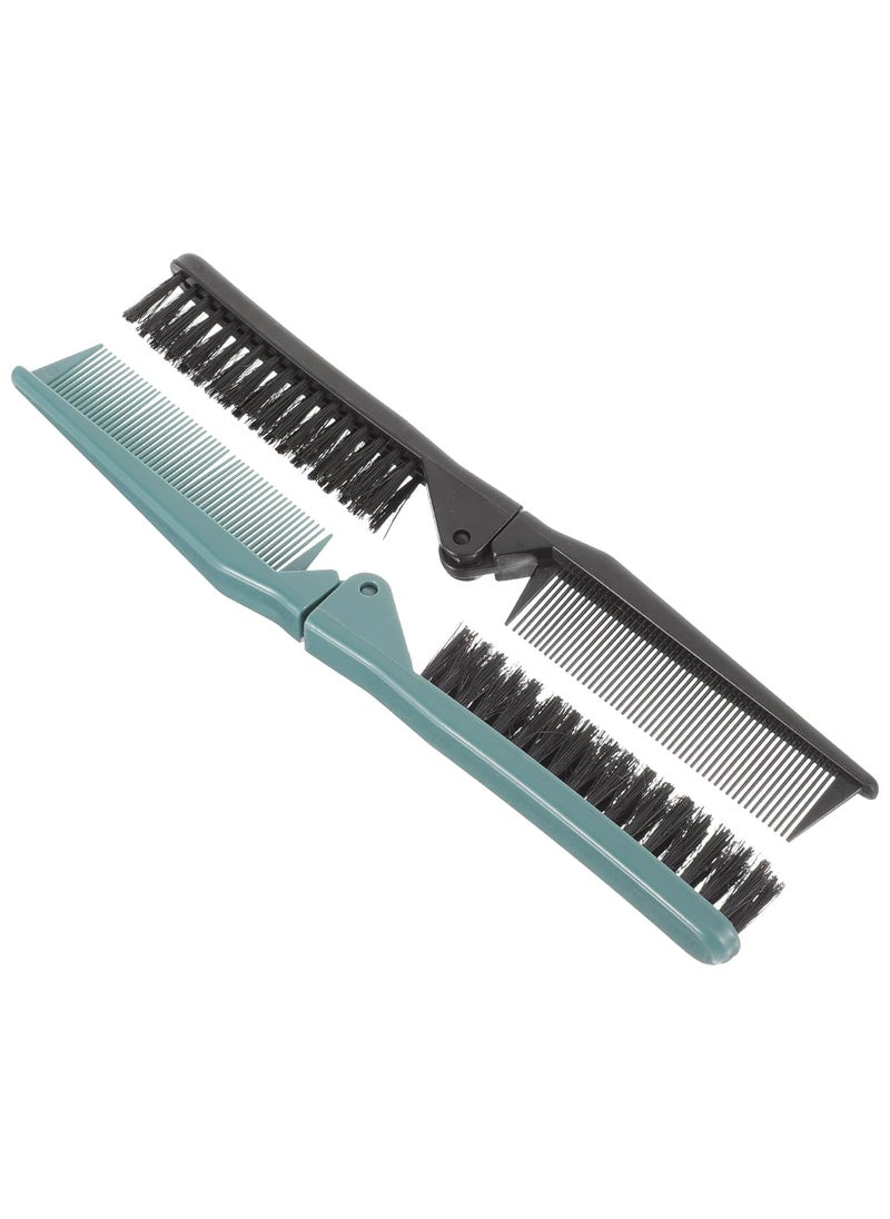 Healeved - 2pcs Double Teeth Folding Comb for Teasing and Hair Braiding  Collapsible Pocket Brush for Salon Styling Portable for Men and Women - Image 1