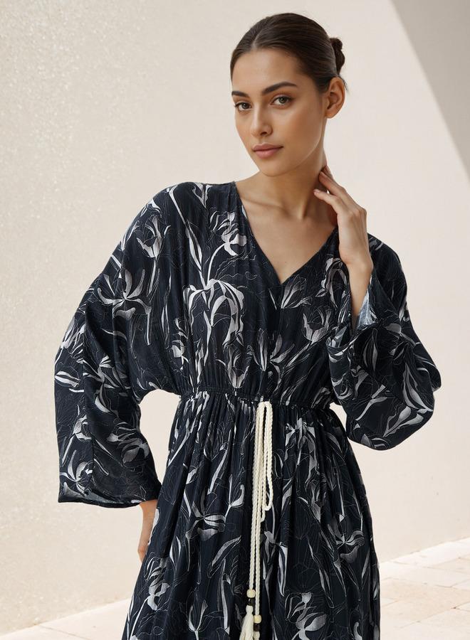 سبلاش فيڤ فستان قفطان نسائي بطبعة زهور من الفيسكوز - Image 4