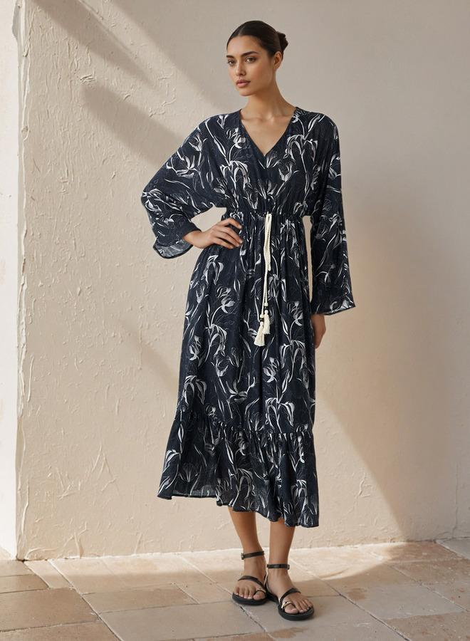 سبلاش فيڤ فستان قفطان نسائي بطبعة زهور من الفيسكوز - Image 1