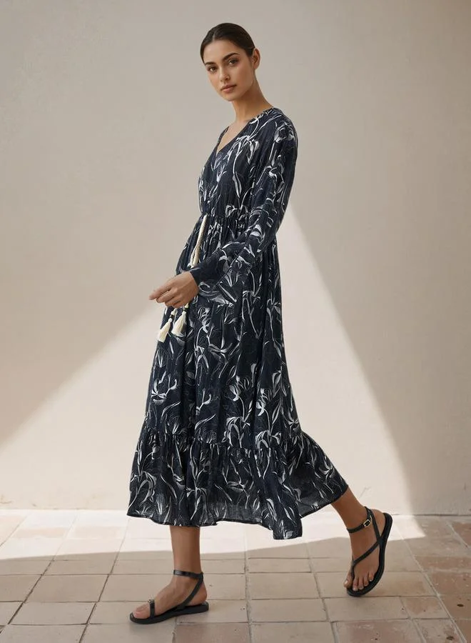 سبلاش فيڤ فستان قفطان نسائي بطبعة زهور من الفيسكوز