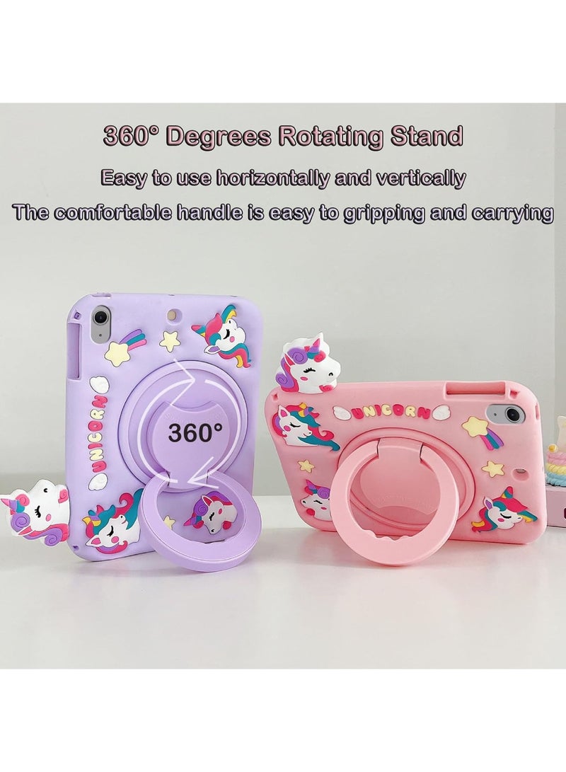 Aookay Kids Case Compatible with iPad (A16) 11th/10th Generation (2025/2022), Shockproof Silicone Protective Cover with 360° Rotatable Stand, Shoulder Strap (Pink)  - Image 5