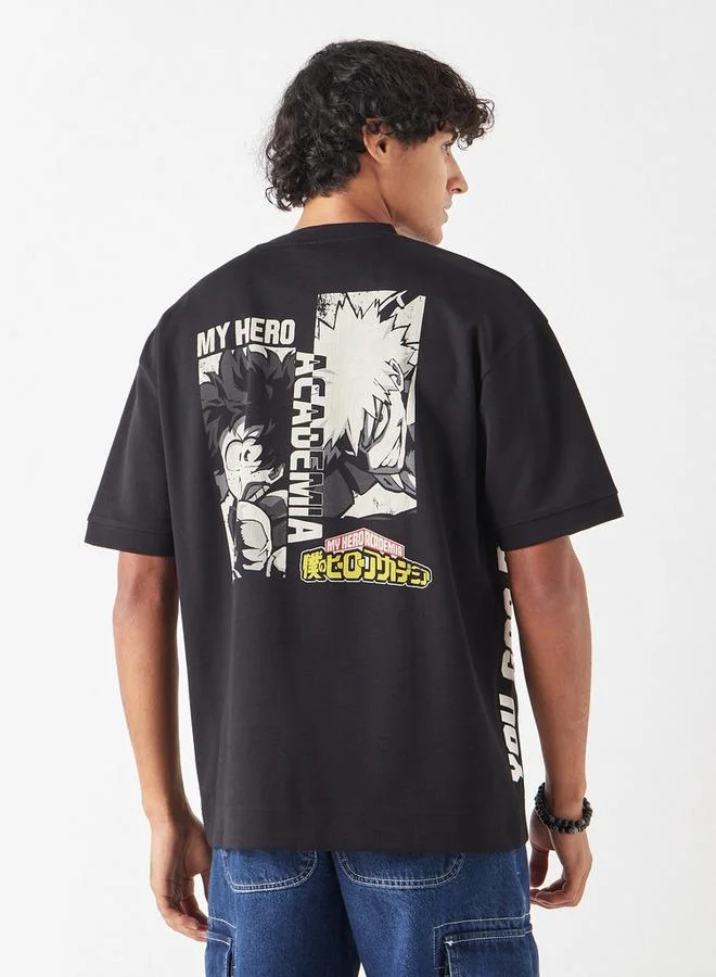 SP Characters  Anime Print Crew Neck T-shirt with Short Sleeves for Men | Best Price UAE