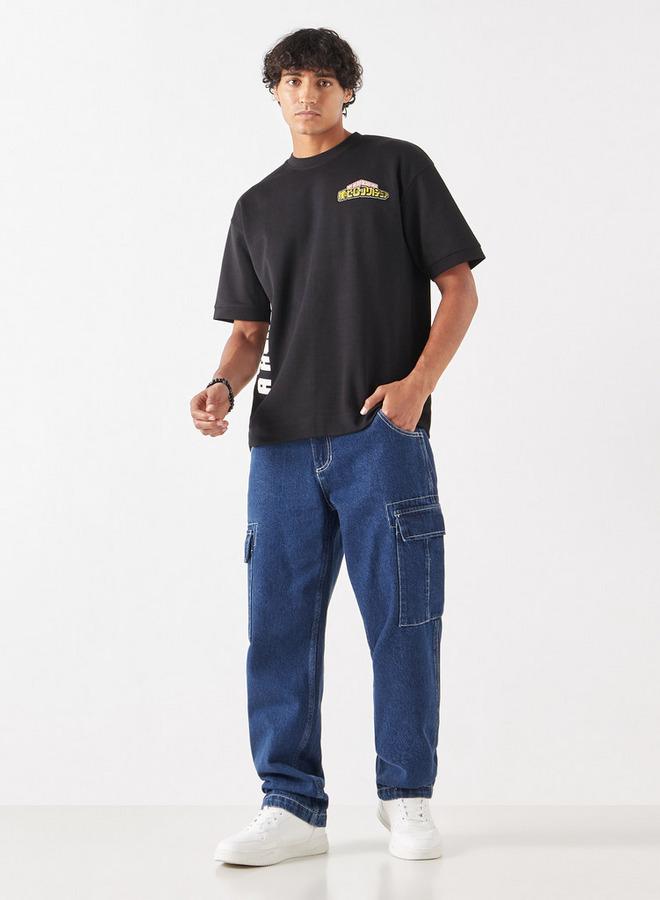 SP Characters Anime Print Crew Neck T-shirt with Short Sleeves - Image 2