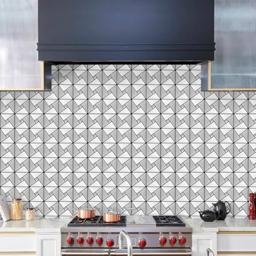 Vamos Tile Peel and Stick Backsplash Tile - Metal Tile Stick on Backsplash for Kitchen and Bathroom Silver Windmill Puzzle Glass Mixed Metal Self Adhesive Mosaic Tiles(12"x12"x10 Sheets) - Image 2