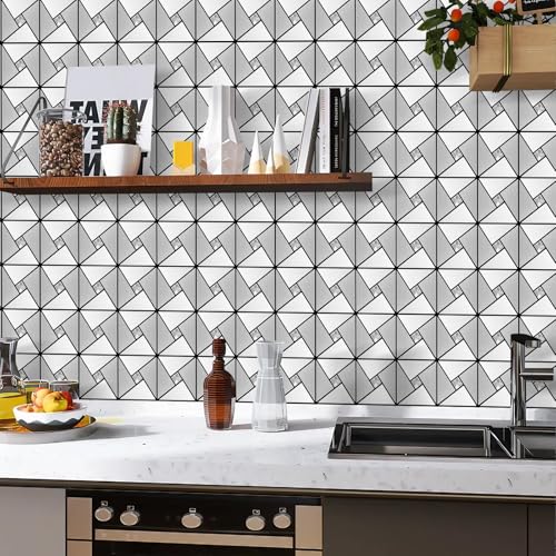 Vamos Tile Peel and Stick Backsplash Tile - Metal Tile Stick on Backsplash for Kitchen and Bathroom Silver Windmill Puzzle Glass Mixed Metal Self Adhesive Mosaic Tiles(12"x12"x10 Sheets) - Image 5