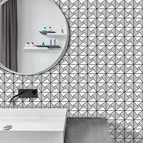 Vamos Tile Peel and Stick Backsplash Tile - Metal Tile Stick on Backsplash for Kitchen and Bathroom Silver Windmill Puzzle Glass Mixed Metal Self Adhesive Mosaic Tiles(12"x12"x10 Sheets) - Image 3