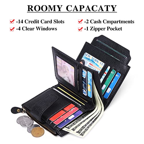 FALAN MULE Small Wallet for Women Leather Bifold Compact RFID Blocking Small Womens Wallet Purse - Image 4