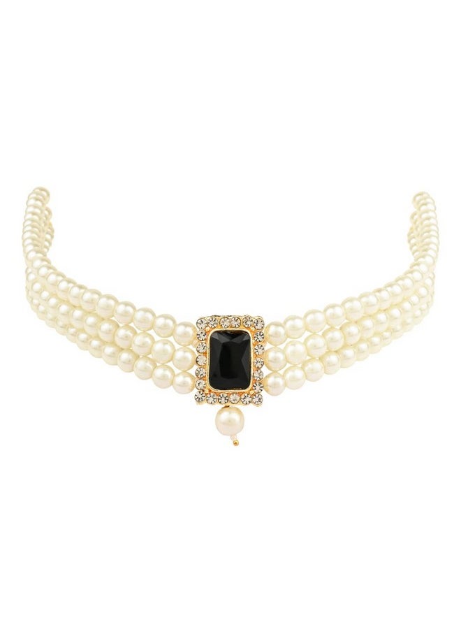 I Jewels I Jewels Gold Plated Traditional Stone Pearl Choker Necklace Jewellery Set For Women/Girls (ML237B)  - Image 5