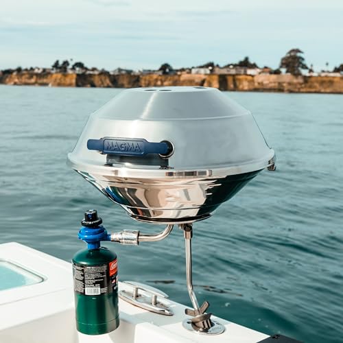 Magma A10-215 Marine Kettle Portable Gas Grill - Stainless Steel BBQ for Boats - Wind-Resistant Design, Safe Propane Connection, Stay Cool Handle - 17" Diameter - Image 3