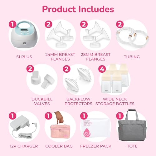 Spectra - S1 Plus Electric Breast Milk Pump with Tote Bag, Breast Milk Bottles and Cooler for Baby Feeding - Image 2