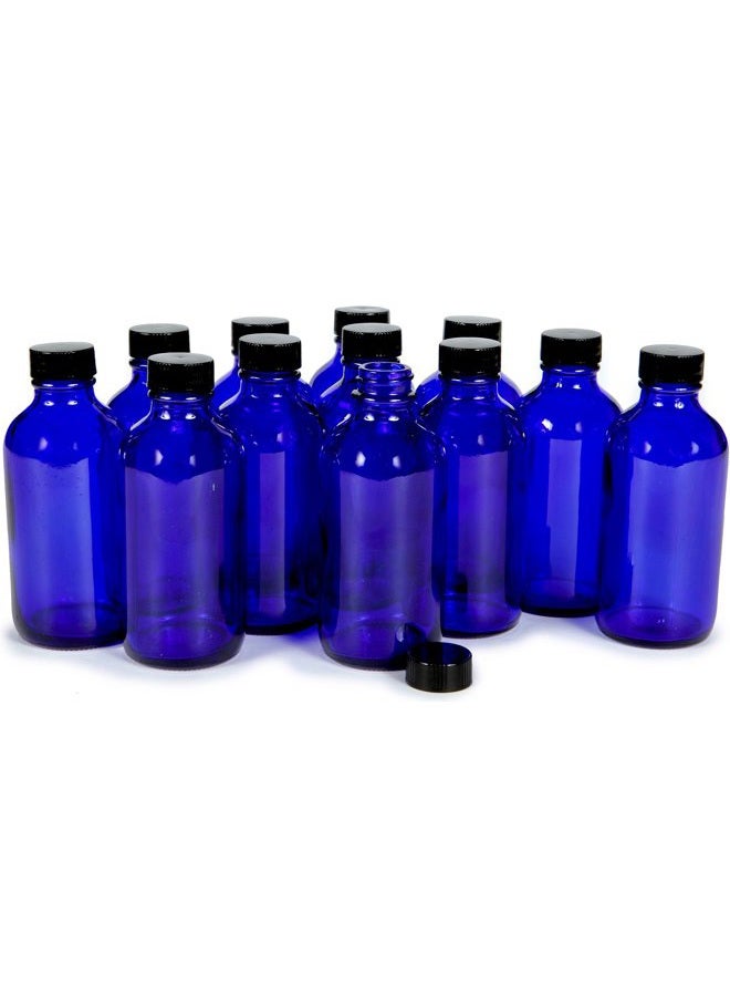 Vivaplex , 12, Cobalt Blue, 4 oz Glass Bottles, with Lids - Image 1