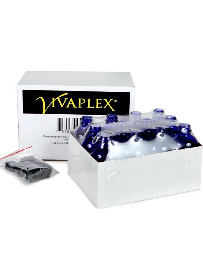 Vivaplex , 12, Cobalt Blue, 4 oz Glass Bottles, with Lids - Image 3