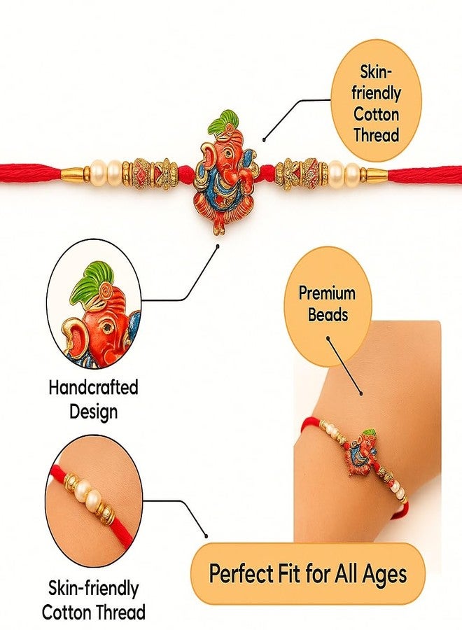SQUIDSY Rakhi Set of 3 for Brother, Bhaiya & Kids – Traditional Design Rakhis with Om Ganesha Charms – Rakshabandhan Rakhi Combo Gift Pack for Brothers (Multicolor) - Image 2