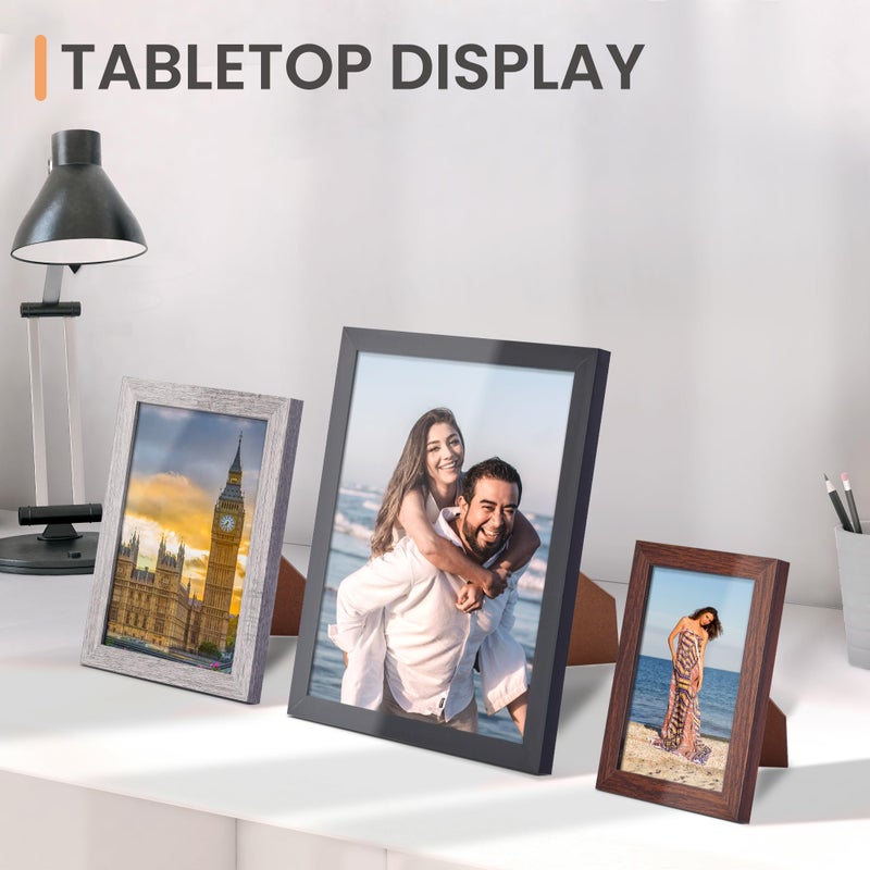 upsimples 10 Pack Picture Frames Collage Wall Decor with Glass  Gallery Wall Frame Set for Wall Mounting or Tabletop Display  Multi Sizes Including 8x10  5x7  4x6 Family Photo Frames  Black Gray Brown - Image 5