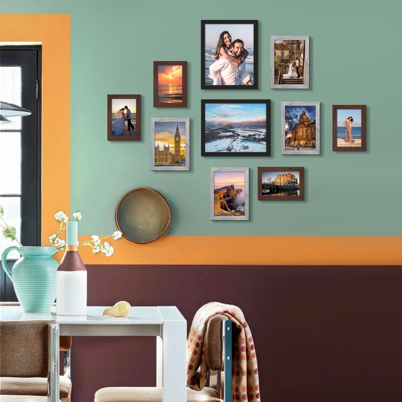 upsimples 10 Pack Picture Frames Collage Wall Decor with Glass  Gallery Wall Frame Set for Wall Mounting or Tabletop Display  Multi Sizes Including 8x10  5x7  4x6 Family Photo Frames  Black Gray Brown - Image 4