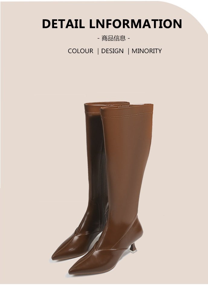 Loquat Long Heeled Knight Boots With Slim Heels For Spring And Summer  - Image 1