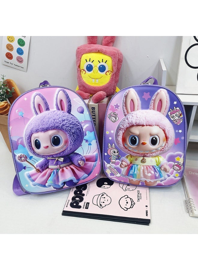 لابوبو حقيبة ظهر جديدة للأطفال من Labubu حقيبة صلبة لرياض الأطفال مصنوعة من مادة EVA حقيبة مدرسية للأولاد والبنات بسعة كبيرة 30*25*7 سم - Image 2