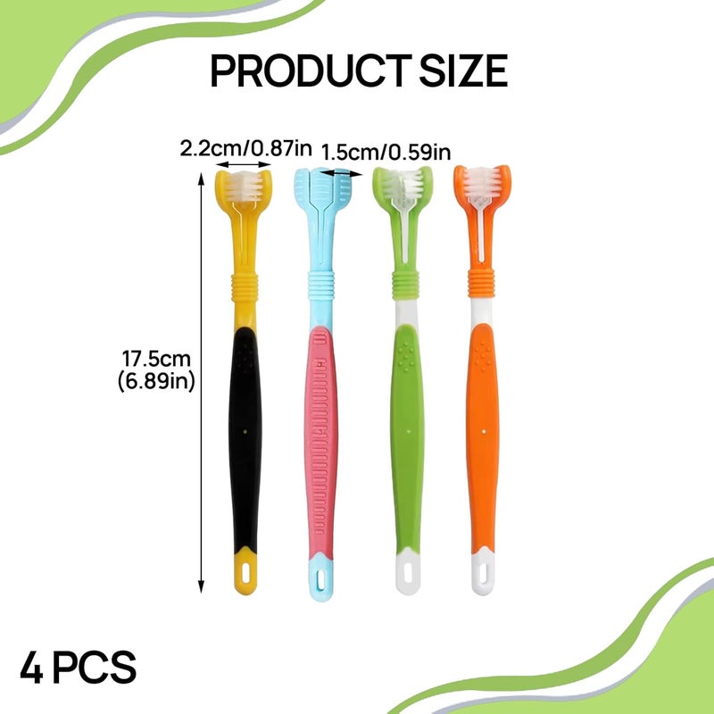 Vierone 4 Pcs 3 Sided Soft Travel Toothbrush - Autism & Kids Gentle Teeth Gum-Care Deep Cleaning - Image 2