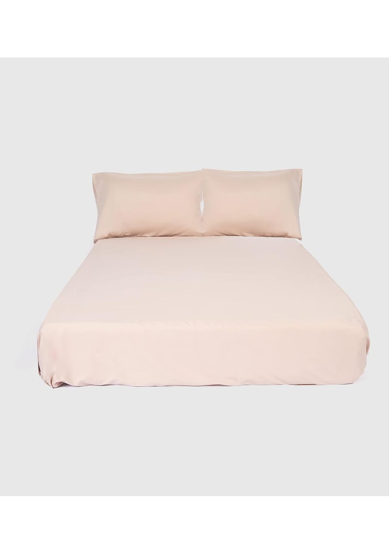 Generic - Flat bed sheet, size 200x100 cm, with 2 pillowcases, 50x70 cm, beige color  Soft and luxurious 100% cotton - Image 1