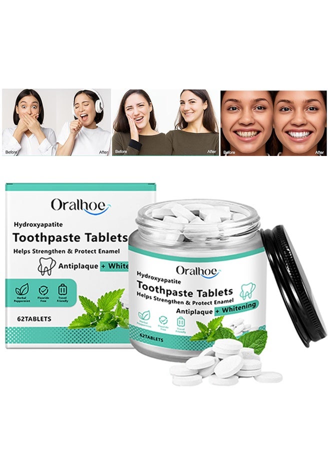 ORALHOE Hydroxyapatite Toothpaste Tablets Helps Strengthen & Protect Enamel Teeth Whitening Toothpaste Tablets With Mint for Natural Teeth Whitening Deep Cleansing & Enhanced Brightness - Image 1