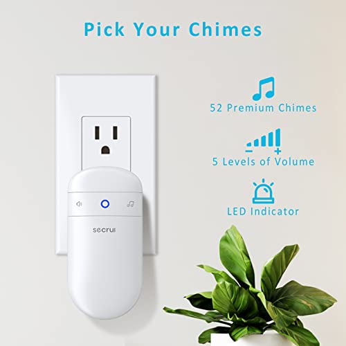SECRUI Door Chime with Adjustable Volume –Wireless Entry Alert with 52 Chimes – 500ft Rage Door Open Sensor Alarm for Home/Business/Office/Store – Easy Installation – LED Indicators - Image 3
