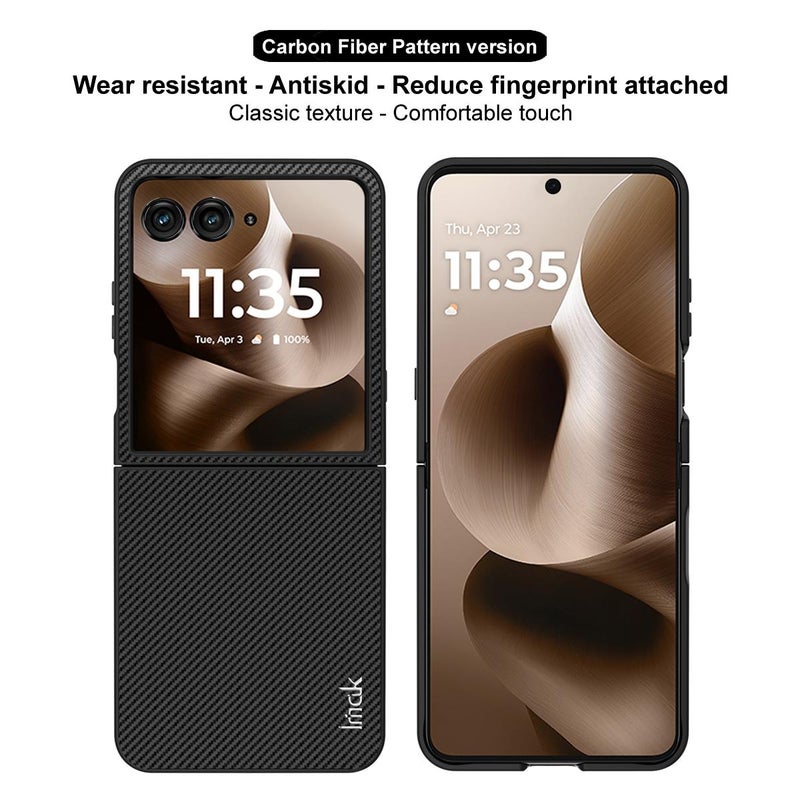 HuHa Protective Cover For Motorola Razr 60 Ultra imak Ruiyi Series Carbon Fiber PU + PC Phone Case - Image 3