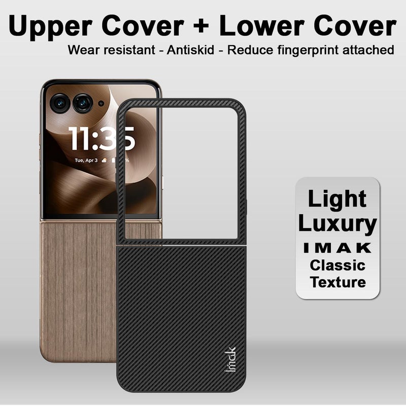 HuHa Protective Cover For Motorola Razr 60 Ultra imak Ruiyi Series Carbon Fiber PU + PC Phone Case - Image 5