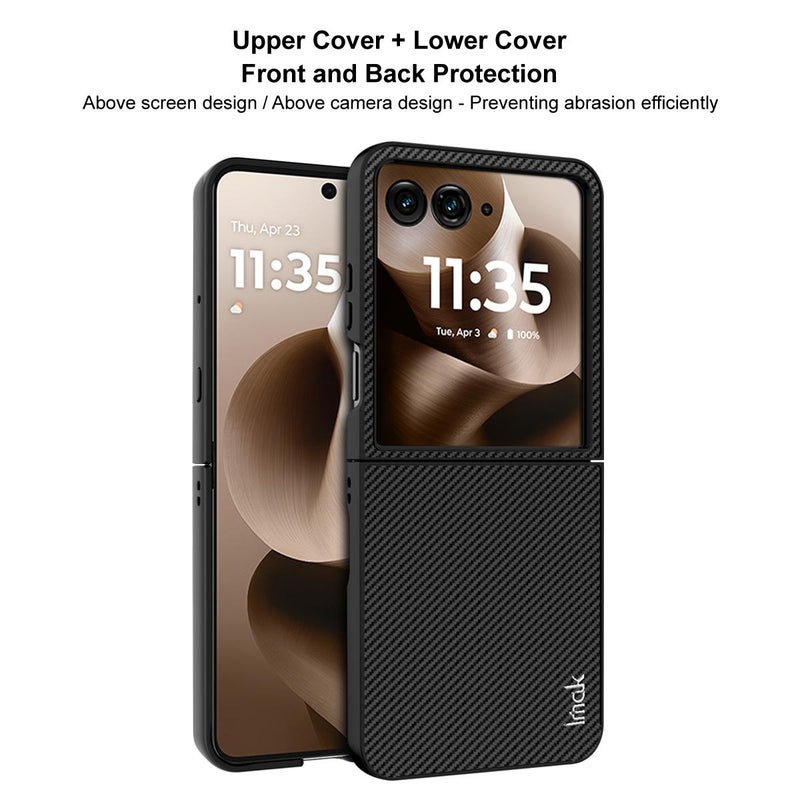 HuHa Protective Cover For Motorola Razr 60 Ultra imak Ruiyi Series Carbon Fiber PU + PC Phone Case - Image 4