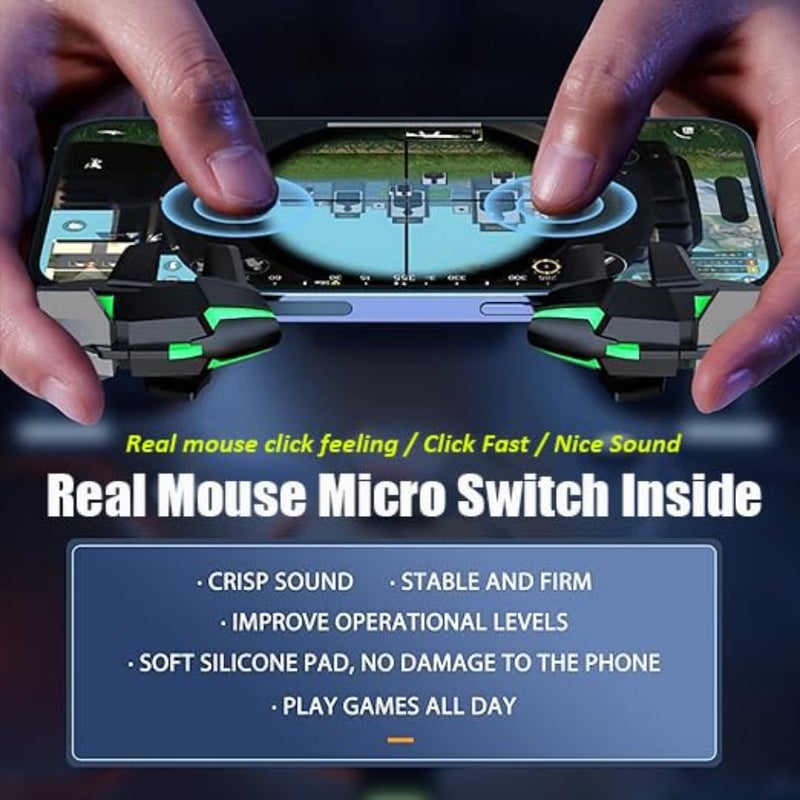 13 in 1 PUBG Mobile Phone Controller, L2R2 4 Gaming Triggers For Call of Duty/Free Fire/Fortnitee, compatible with iPhones and Android Cell Phones, 6 fingers operation, max thickness 13mm - Image 4