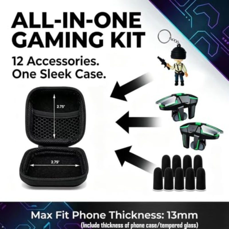 13 in 1 PUBG Mobile Phone Controller, L2R2 4 Gaming Triggers For Call of Duty/Free Fire/Fortnitee, compatible with iPhones and Android Cell Phones, 6 fingers operation, max thickness 13mm - Image 2