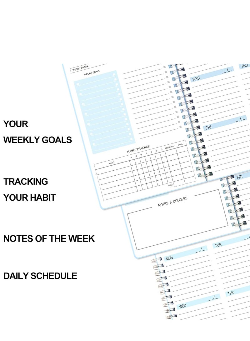 SYOSI Undated Weekly Planner with Blue Fountain Ink Pen- Goals Notebook, A5 To Do List Planner, Habit Tracker Journal Spiral Binding, and Goal 5.7 x 8.0 inches  - Image 5