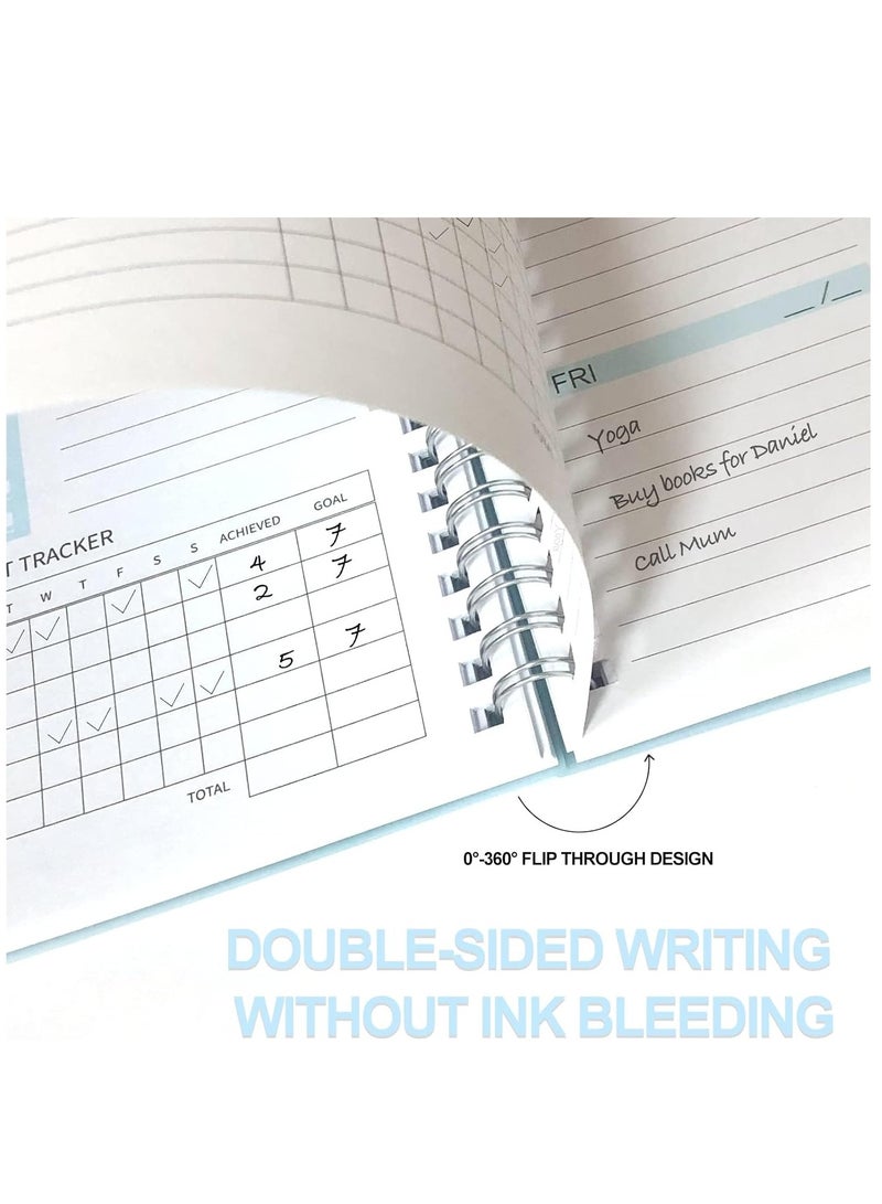 SYOSI Undated Weekly Planner with Blue Fountain Ink Pen- Goals Notebook, A5 To Do List Planner, Habit Tracker Journal Spiral Binding, and Goal 5.7 x 8.0 inches  - Image 4