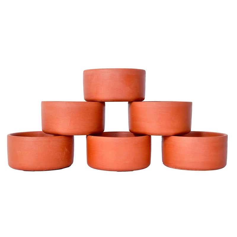 SHRIYAM CRAFTS Clay KatoriServing BowlEarthenware Bowl for Serving Curd Vegetables Chatni Bowels 6 Pack of 6 - Image 1