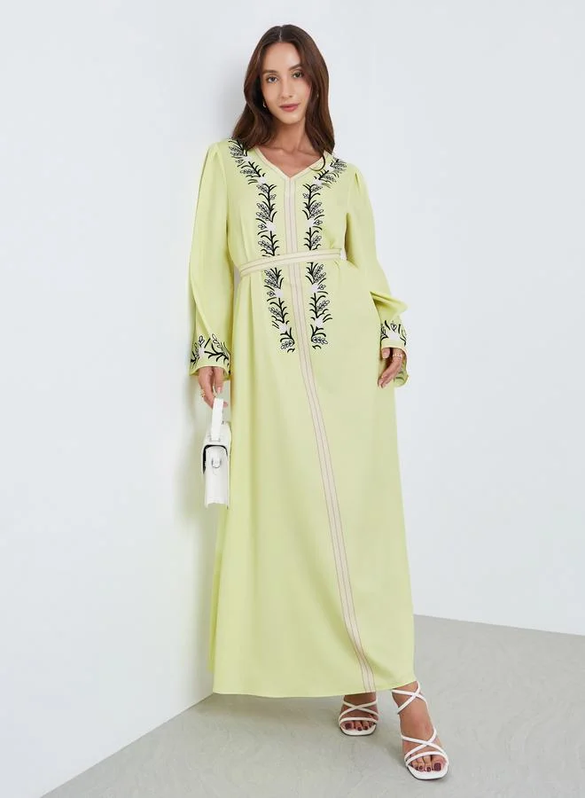 تايك تو فستان طويل بحزام وطبعة زهور