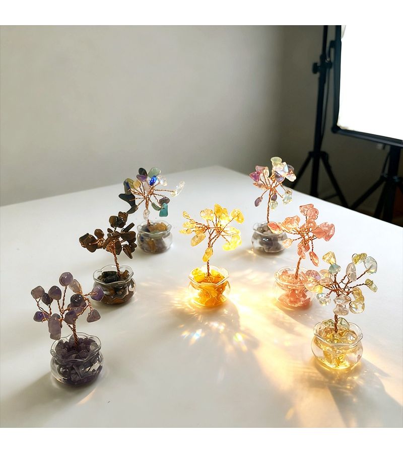 Colorful Luminous Energy Stone Crystal Fortune Tree Handcrafted Feng Shui Home Office Decor - Image 5