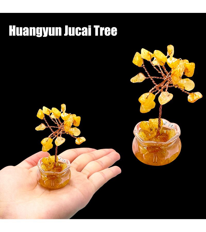 Colorful Luminous Energy Stone Crystal Fortune Tree Handcrafted Feng Shui Home Office Decor - Image 1