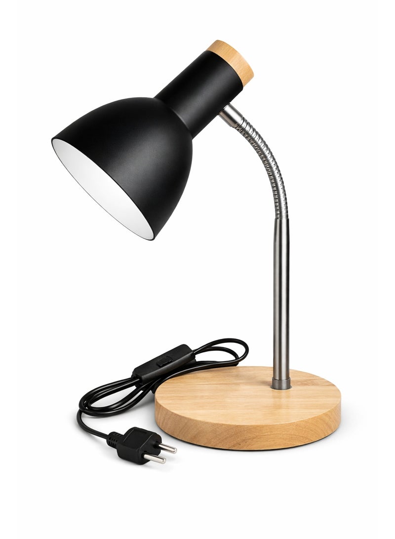 Modern LED Desk Lamp with Flexible Neck – Adjustable Table Lamp with Wooden Base for Study, Office & Bedside - Image 2