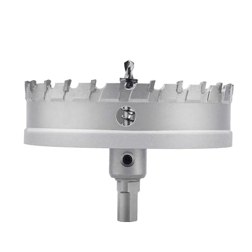 GUICGOC 114mm (4.48 inch) Metal Steel Hole Saw with 2 Drill Bits, Hole Cutter for Thick Metal,Stainless Steel,Iron and Wood (114mm (4.48 inch)) - Image 2