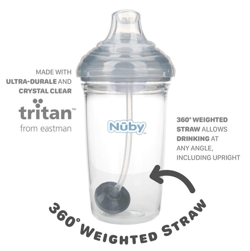 Nuby Tritan NoSpill Trainer Cup with Silicone Spout  360 Weighted Straw with Hygienic Cover - Image 4