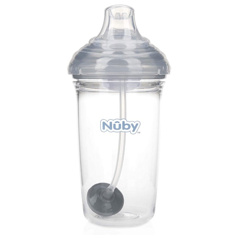 Nuby Tritan NoSpill Trainer Cup with Silicone Spout  360 Weighted Straw with Hygienic Cover - Image 1