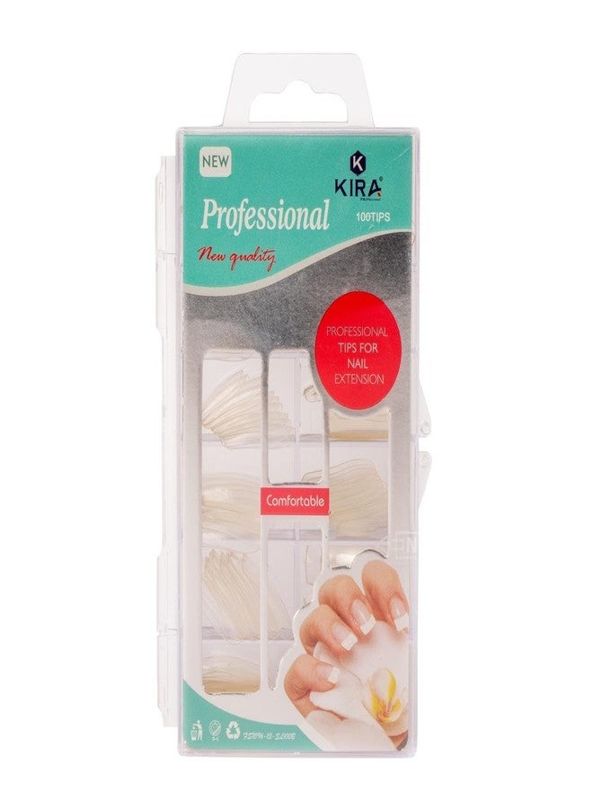 KIRA Nails Tips 100 Pcs False Acrylic Fingernails Full Cover French Artificial Nails Tip 10 Sizes with Box (Clear)(56-12) - Image 1