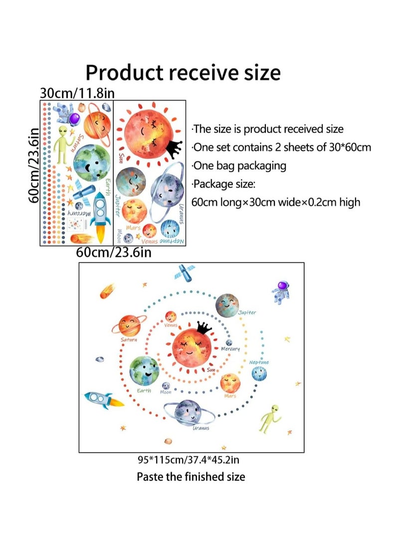 KASTWAVE Kids Room Planet Wall Decals, Space Astronaut Wall Stickers, Peel and Stick Space Wall Stickers Cute Wall Decal Decors, Cartoon Spaceman Stickers for Kids Boys Bedroom Playing Room - Image 3