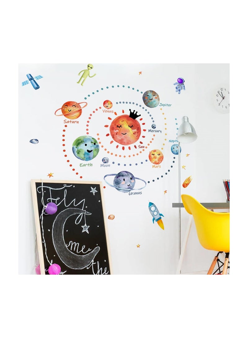 KASTWAVE Kids Room Planet Wall Decals, Space Astronaut Wall Stickers, Peel and Stick Space Wall Stickers Cute Wall Decal Decors, Cartoon Spaceman Stickers for Kids Boys Bedroom Playing Room - Image 4