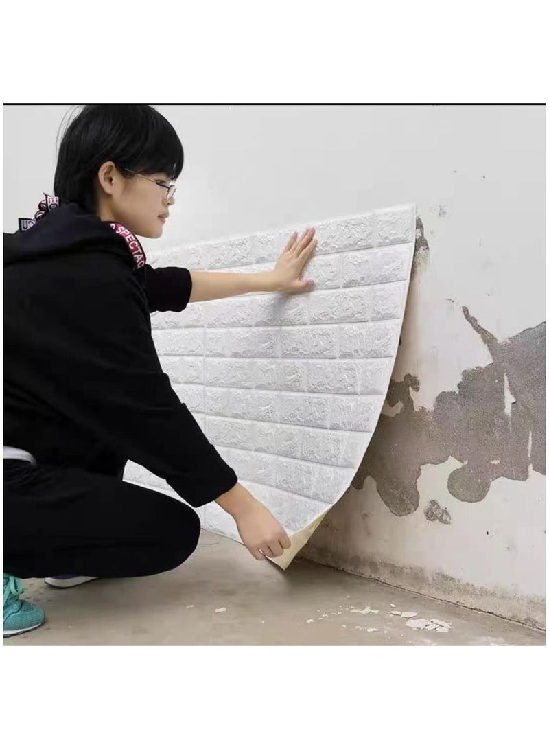 FFD PE Foam 3D Tile Pattern Self-Adhesive Wall Stickers (20pcs) - Waterproof, Anti-Collision Decorative Wall Decals for Home & Office" - Image 5