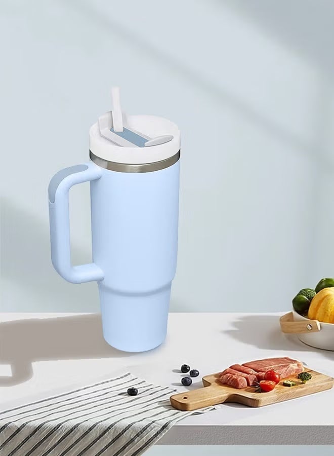 Tumbler 1200ml With Handle and Straw Lid Insulated 40 oz Reusable Stainless Steel Vacuum Insulated Water Bottles Travel Mug Iced Coffee Cup for Hot and Cold Beverages - Image 4